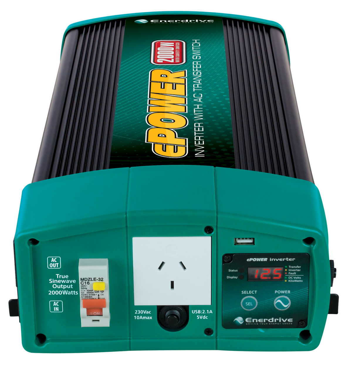 ePOWER 2000W 12V & 24V True Sine Wave Inverter with AC Transfer & Safety Switch