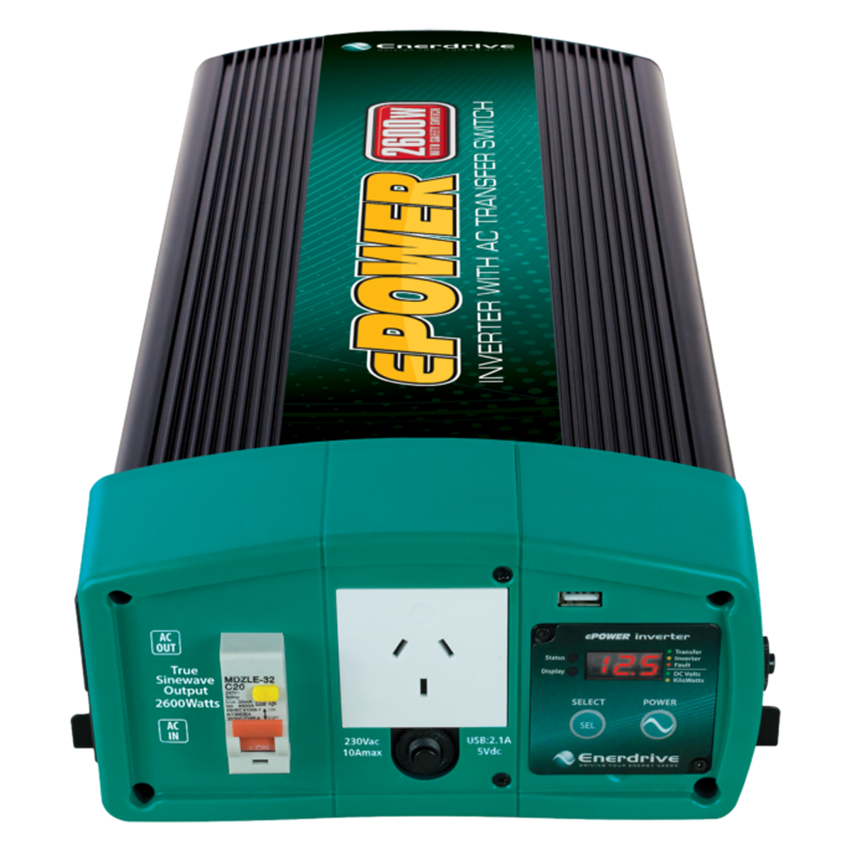 ePOWER 2600W/12v w/RCD & AC Tfer Switch